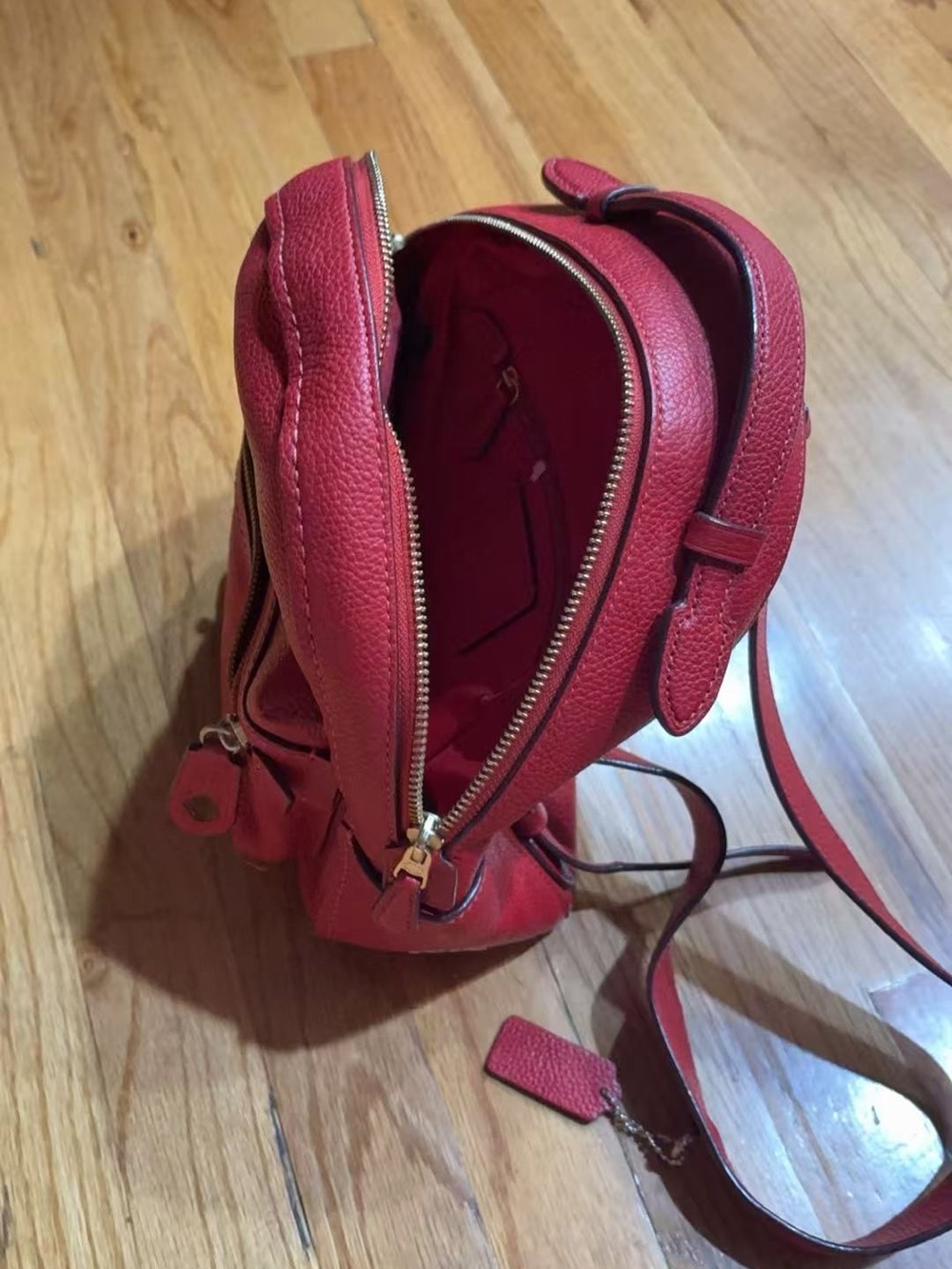 Coach Red Pebbled Leather Mini Backpack - Picture 2 of 2